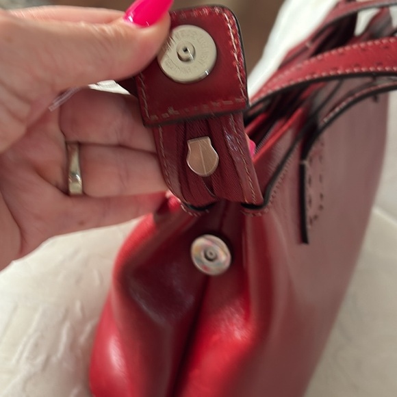 Vintage Fossil deep Red Leather satchel Handbag purse zippered / inside pockets - Picture 9 of 16